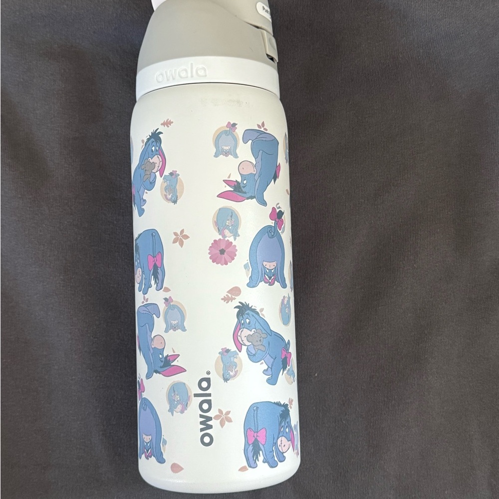 Owalo White Eeyore Print Water Bottle